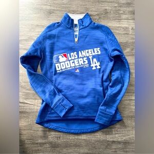 Majestic Vintage Blue Los Angeles Dodgers Pullover Hoodie Jacket.